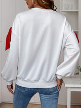 Perfee Bow Round Neck Long Sleeve Sweatshirt - Trendsi - Flyclothing LLC