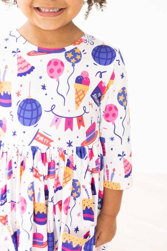 Happy Birthday 3/4 Sleeve Pocket Twirl Dress - Mila & Rose ® - Flyclothing LLC