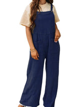 Full Size Casual Wide Leg Textured Overalls Plus Size - Trendsi - Flyclothing LLC