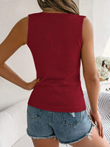 Openwork V-Neck Knit Vest - Trendsi - Flyclothing LLC
