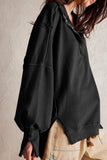 Exposed Seam Side Slit Long Sleeve Sweatshirt - Trendsi - Flyclothing LLC
