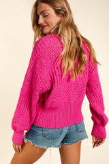 Haptics Full Size Button Down Crop Long Sleeve Cardigan - Trendsi