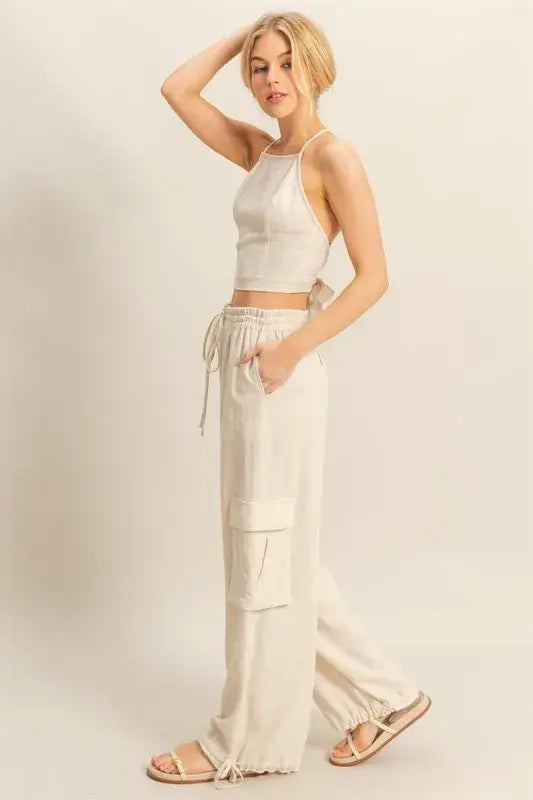 HYFVE Crop Top and Cargo Pants Set - Trendsi - Flyclothing LLC