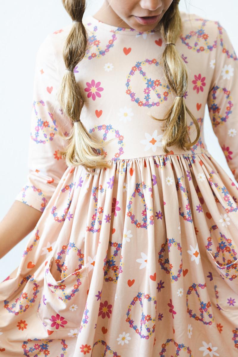 SALE Flower Child 3/4 Sleeve Pocket Twirl Dress - Mila & Rose ®