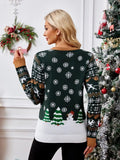 Graphic Round Neck Long Sleeve Sweater - Trendsi