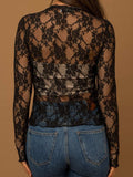Lace Mock Neck Long Sleeve Top - Trendsi - Flyclothing LLC