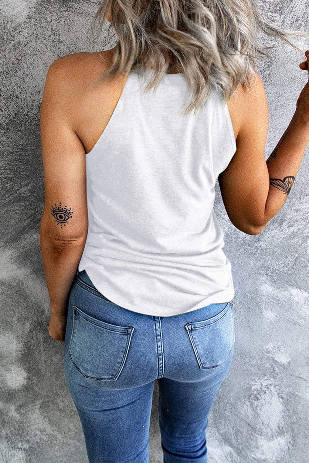 Bow Graphic Grecian Neck Tank - Trendsi - Flyclothing LLC