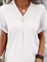 Full Size Casual V-Neck Short Sleeve Dress Plus Size - Trendsi - Flyclothing LLC