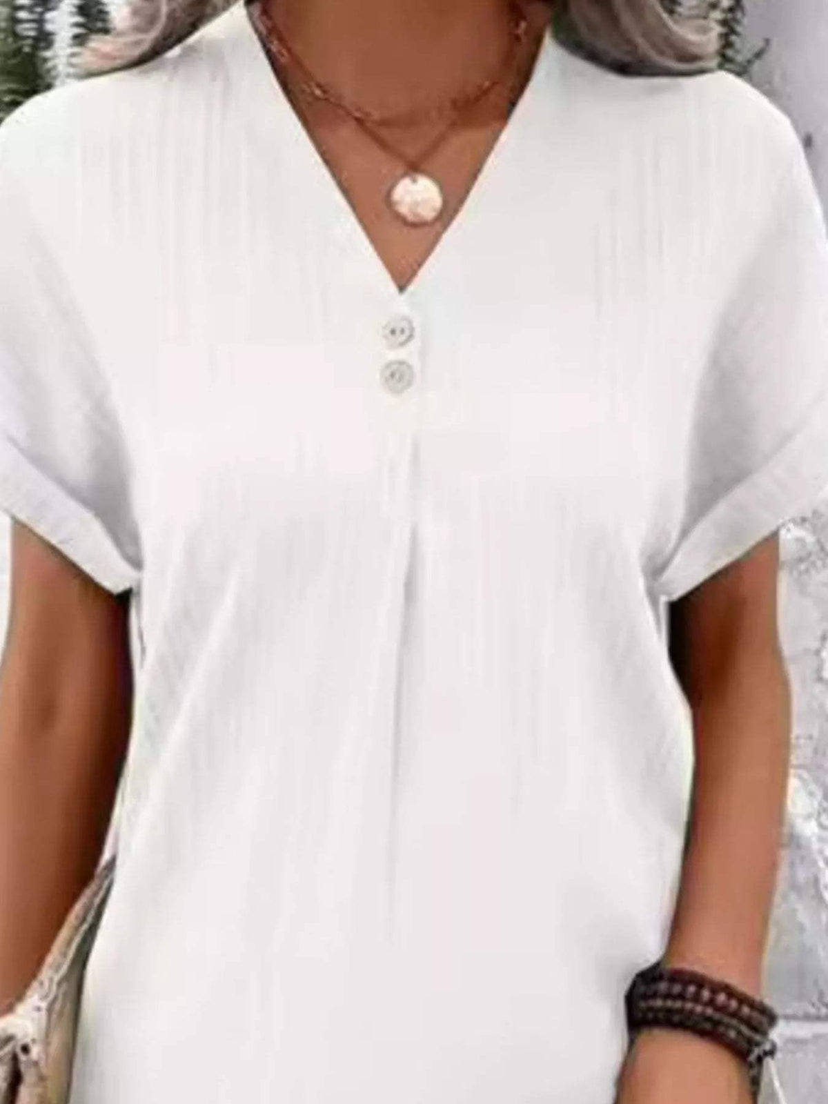 Full Size Casual V-Neck Short Sleeve Dress Plus Size - Trendsi - Flyclothing LLC