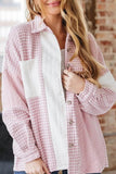 Color Block Houndstooth Collared Neck Shacket - Trendsi