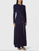 Openwork Round Neck Long Sleeve Sweater Dress - Trendsi - Flyclothing LLC