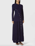 Openwork Round Neck Long Sleeve Sweater Dress - Trendsi - Flyclothing LLC