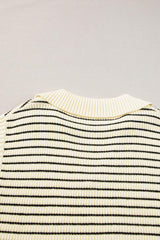 Striped Collared Neck Tank - Trendsi - Flyclothing LLC