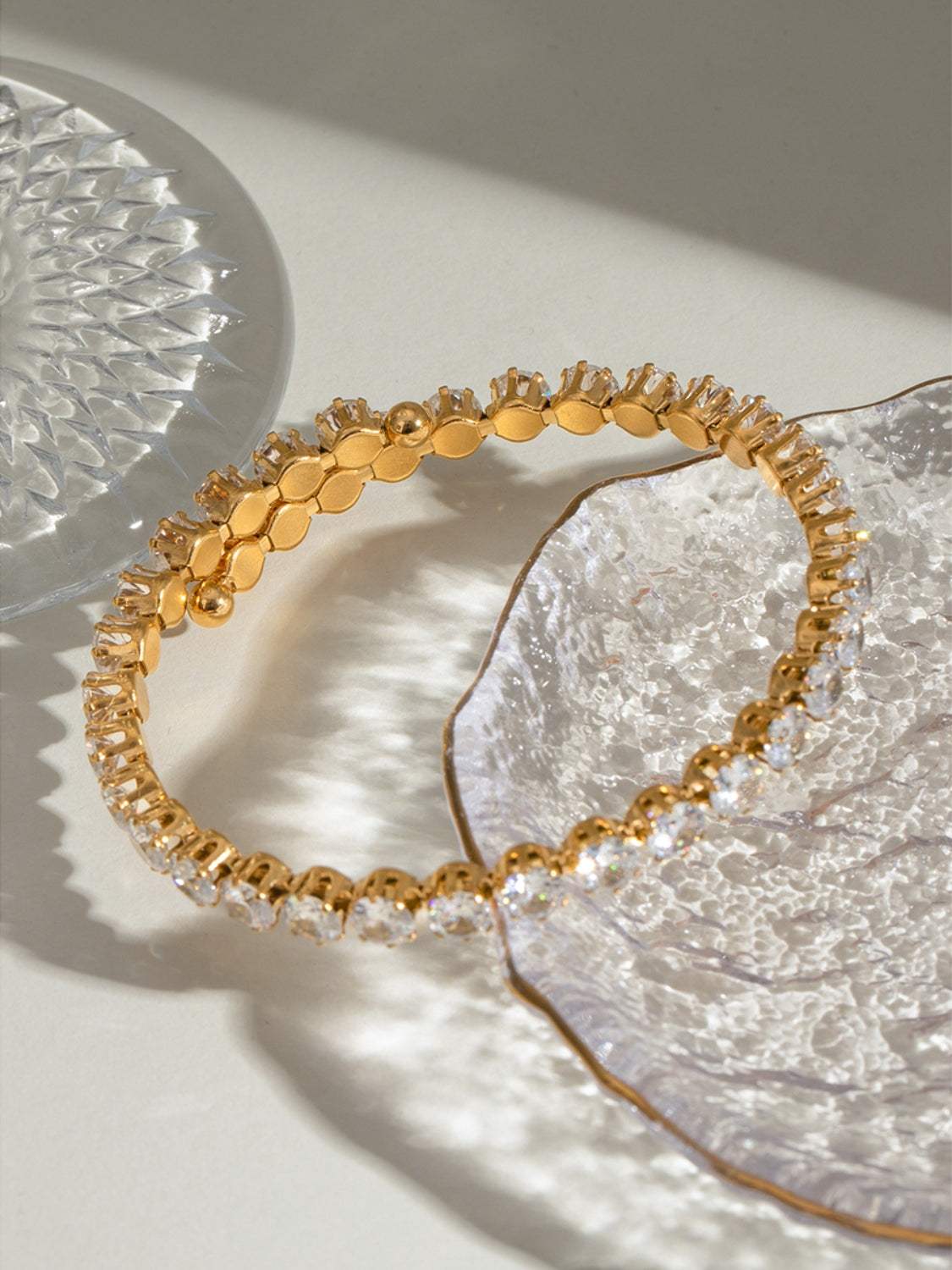 Stainless Steel Inlaid Zircon Bracelet - Trendsi - Flyclothing LLC