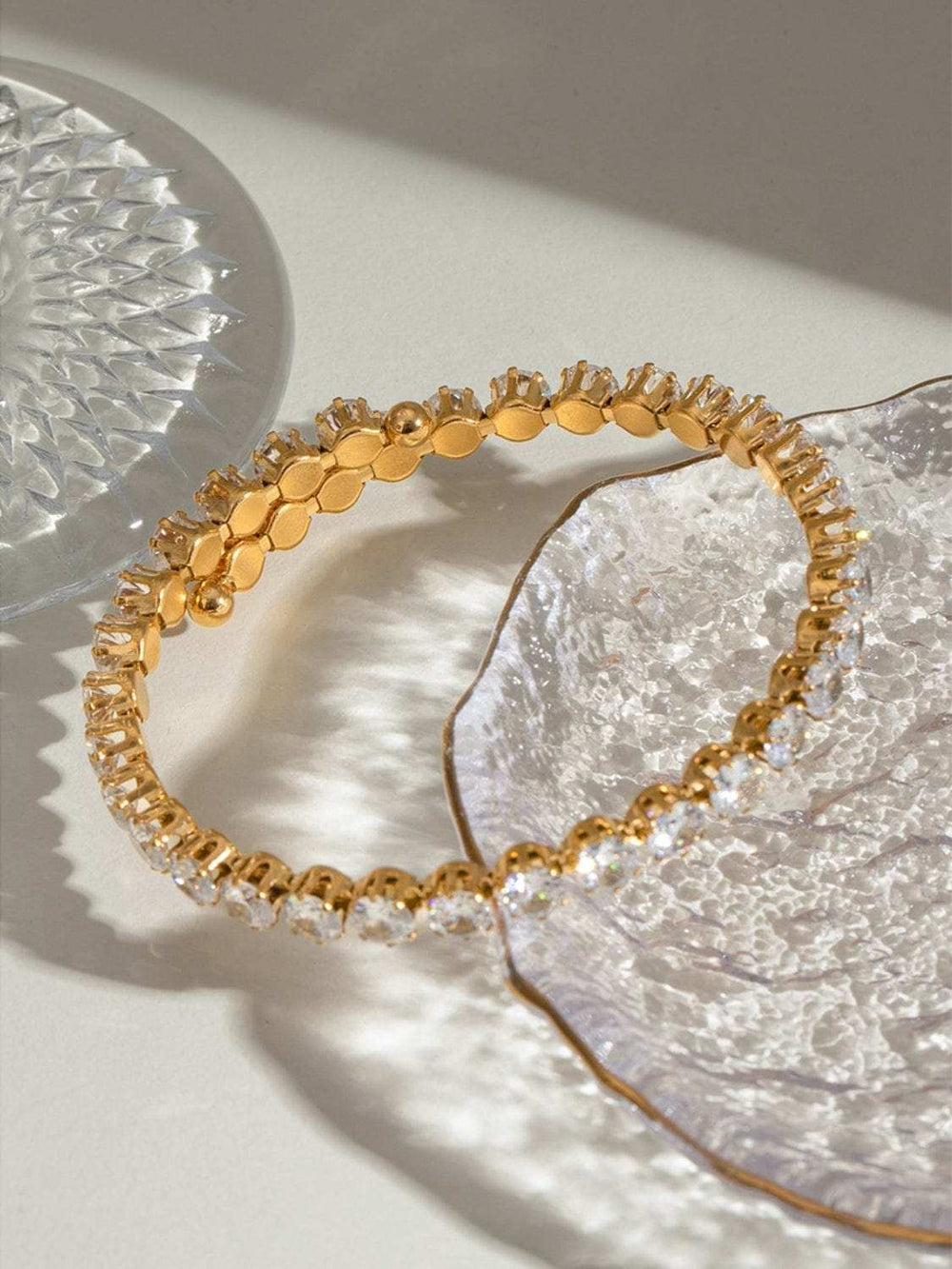 Stainless Steel Inlaid Zircon Bracelet - Trendsi - Flyclothing LLC