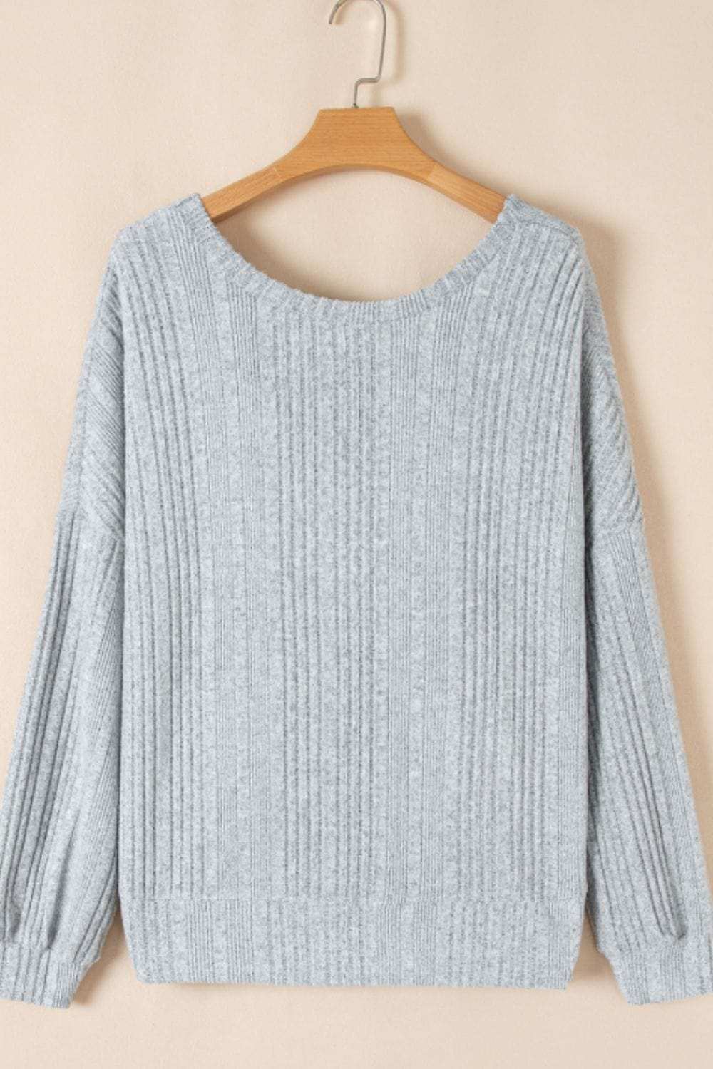 Crossover Backless Long Sleeve Knit Top - Trendsi - Flyclothing LLC