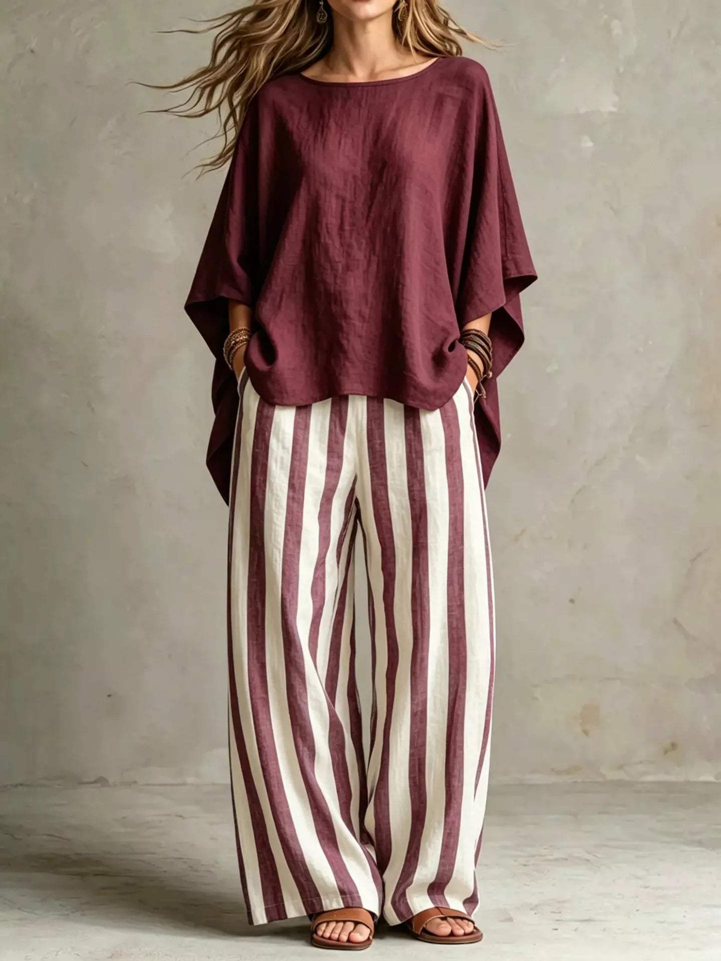 Full Size Solid Color Top and Pants Set Plus Size - Trendsi - Flyclothing LLC