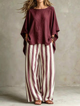 Full Size Solid Color Top and Pants Set Plus Size - Trendsi - Flyclothing LLC