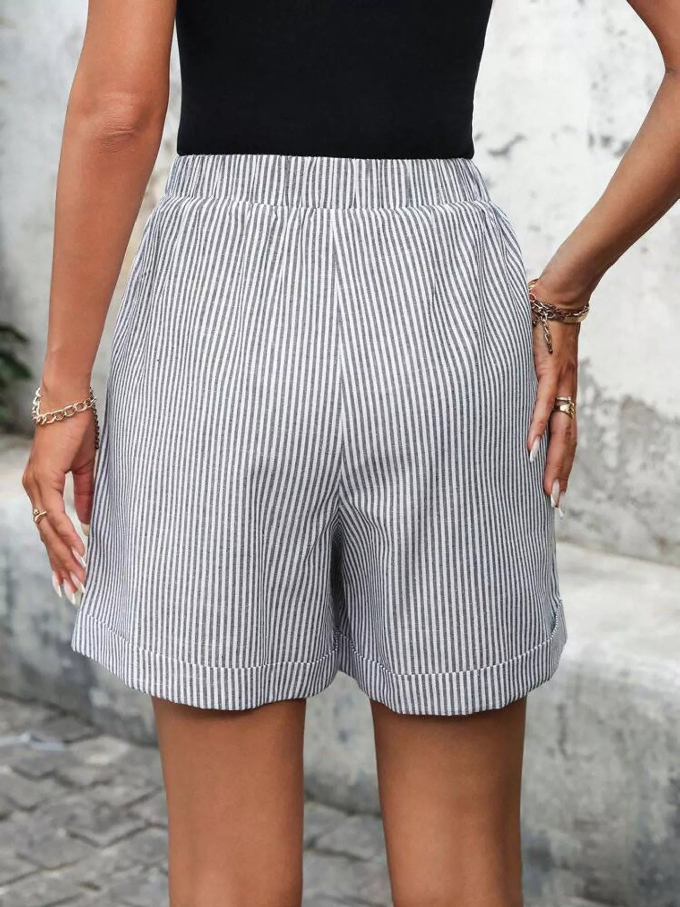 Striped Drawstring Waist Shorts - Trendsi - Flyclothing LLC
