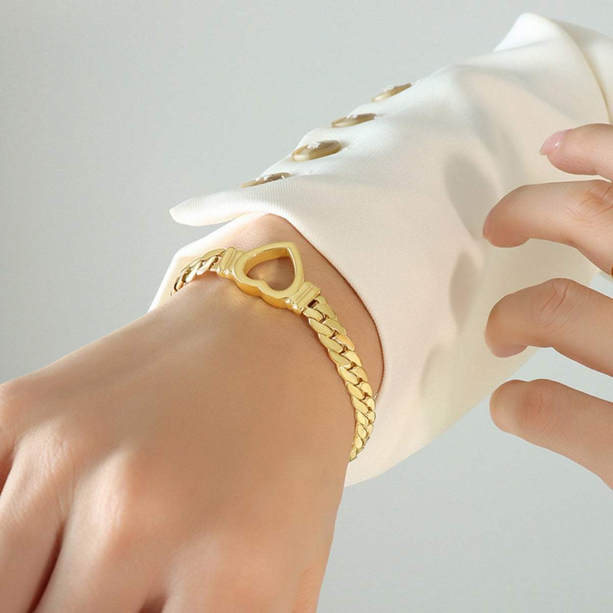 Titanium Steel Cutout Heart Bracelet - Trendsi - Flyclothing LLC