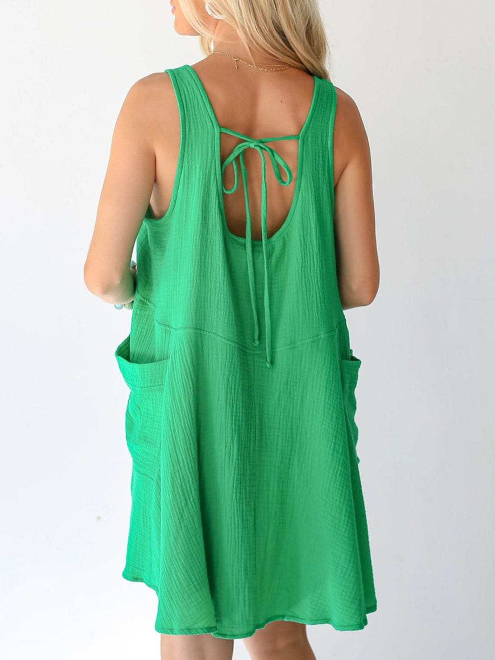 Devine Tied Scoop Neck Wide Strap Mini Dress - Trendsi - Flyclothing LLC