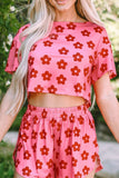 Floral Cropped Tee and Shorts Lounge Set - Trendsi - Flyclothing LLC