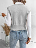 Full Size Button Up V-Neck Sweater Vest - Trendsi - Flyclothing LLC