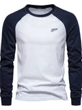 Men's Contrast Round Neck Raglan Sleeve T-Shirt - Trendsi - Flyclothing LLC