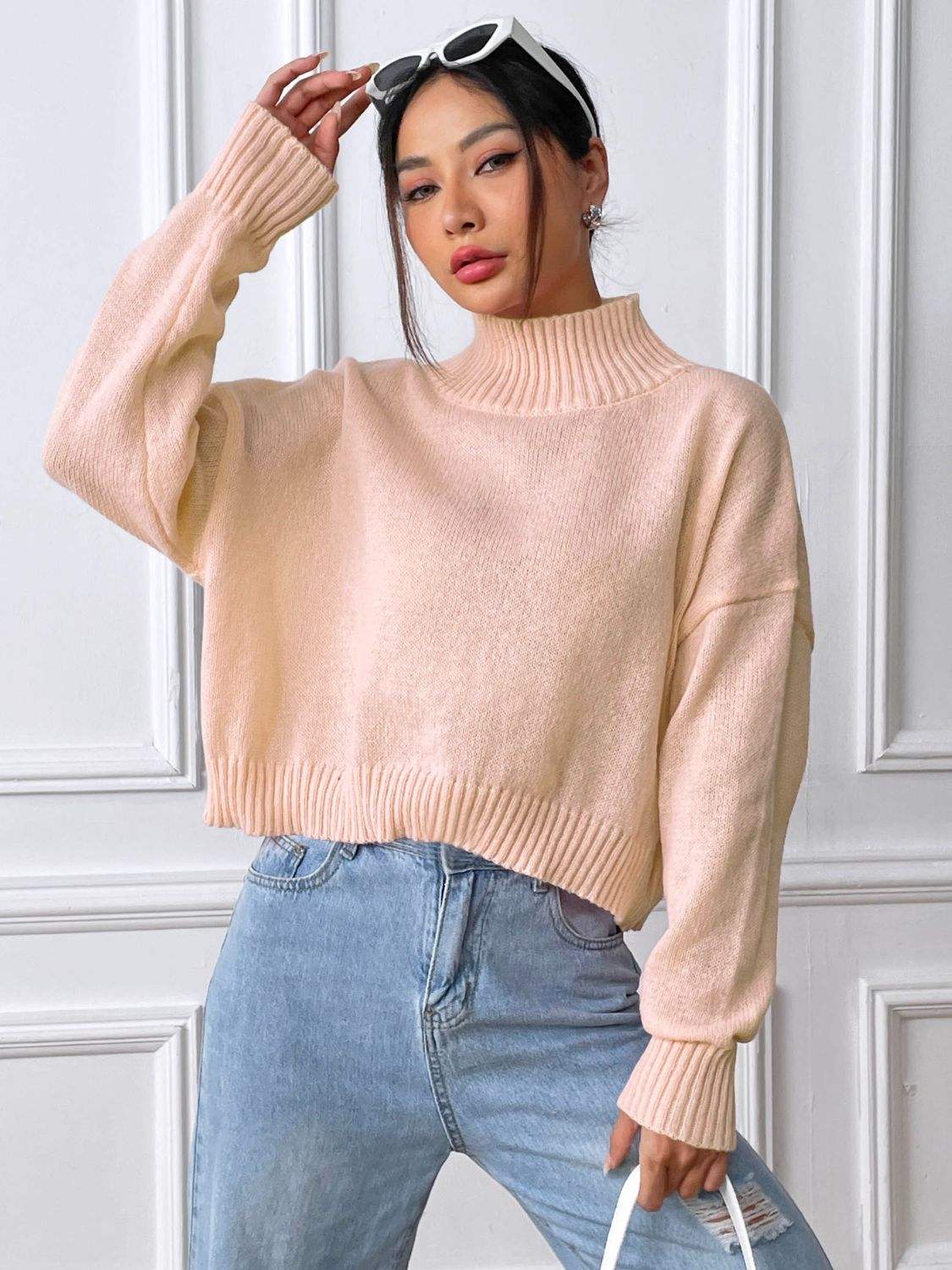 Turtleneck Long Sleeve Sweater - Trendsi - Flyclothing LLC