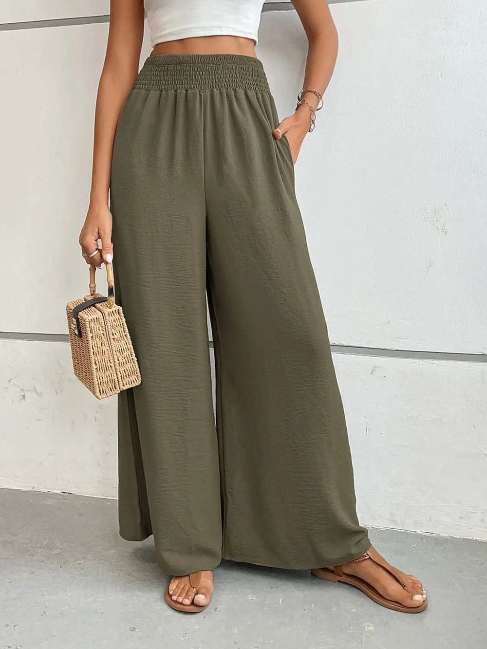 Perfee Wide Leg Pants with Pockets - Trendsi - Flyclothing LLC