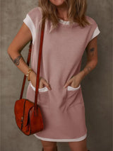 Round Neck Cap Sleeve Mini Dress - Trendsi - Flyclothing LLC