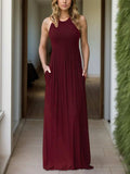Pocketed Round Neck Sleeveless Dress - Trendsi - Flyclothing LLC