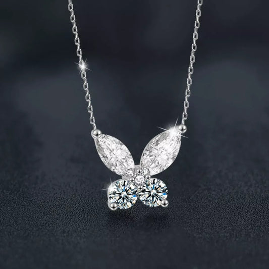 925 Sterling Silver Moissanite Butterfly Necklace - Trendsi - Flyclothing LLC