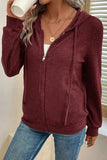 Drawstring Zip Up Long Sleeve Hooded Jacket - Trendsi - Flyclothing LLC