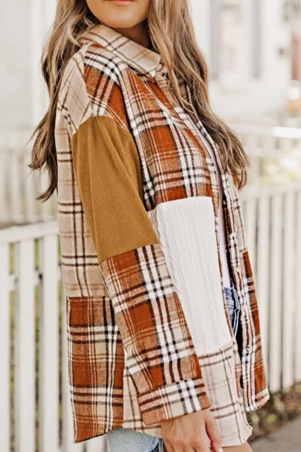 Plaid Button Up Long Sleeve Shacket - Trendsi - Flyclothing LLC
