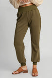 Umgee Full Size High Rise Elastic Waist Knit Joggers with Pockets Plus Size - Trendsi