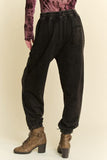Davi & Dani Rhinestone Elastic Waist Joggers - Trendsi