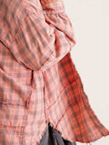 Exposed Seam Plaid Collared Neck Long Sleeve Shirt - Trendsi - Flyclothing LLC