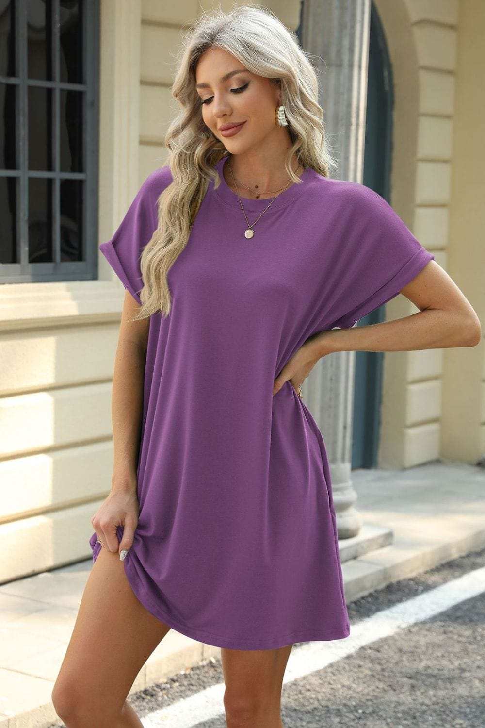 Florira Short Sleeve Mini Dress with Pockets - Trendsi - Flyclothing LLC