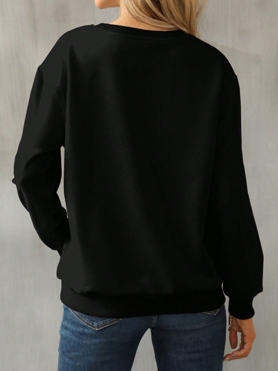 Cat Round Neck Long Sleeve Sweatshirt - Trendsi