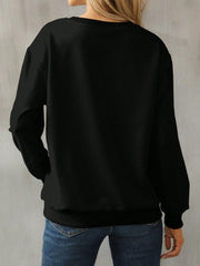 Cat Round Neck Long Sleeve Sweatshirt - Trendsi