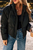 Checkered Turtleneck Zip Up Long Sleeve Winter Coat - Trendsi - Flyclothing LLC