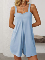 Mandy Sweetheart Neck Wide Strap Romper with Pockets - Trendsi - Flyclothing LLC