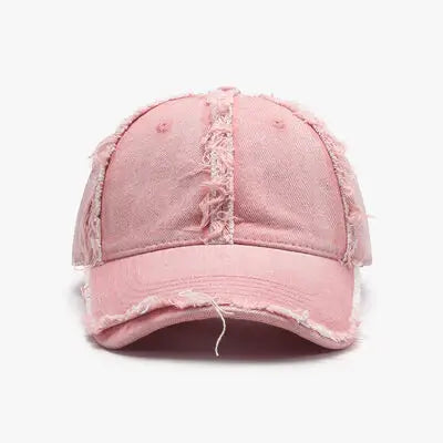 Raw Hem Cotton Baseball Cap - Trendsi - Flyclothing LLC