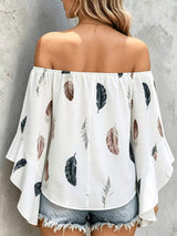 Printed Off Shoulder Blouse - Trendsi - Flyclothing LLC