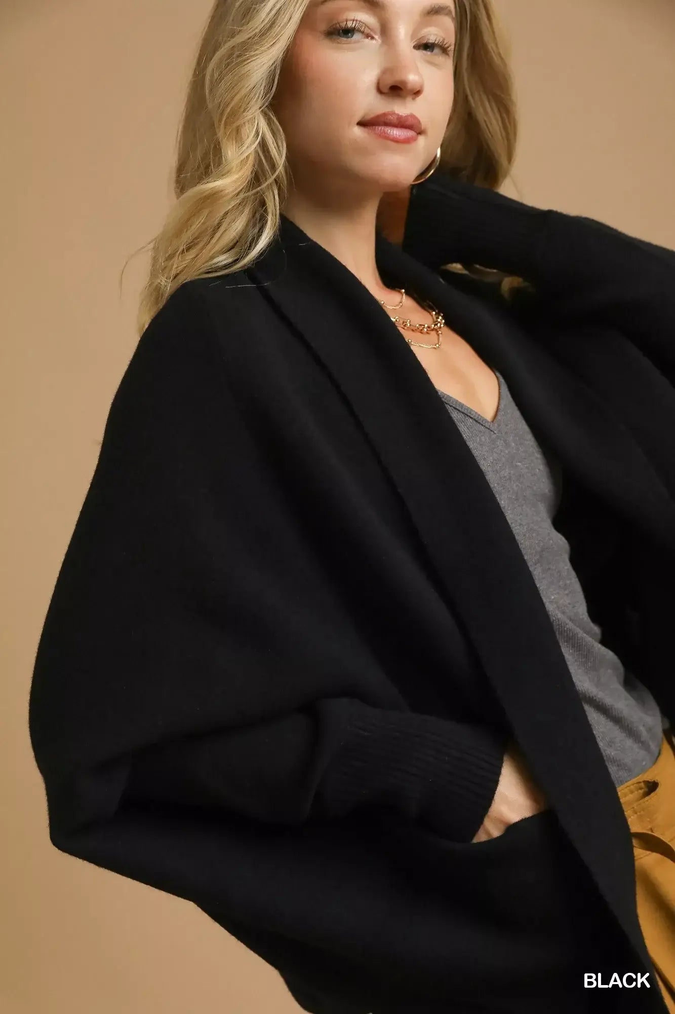 Umgee Open Front Cardigan with Front Pockets - Trendsi - Flyclothing LLC