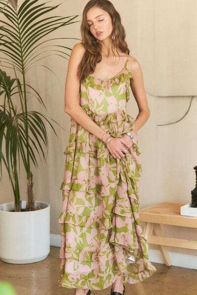 ADORA Ruffled Tiered Scoop Neck Cami Dress - Trendsi - Flyclothing LLC