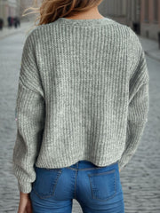 Button Down Long Sleeve Cardigan - Trendsi