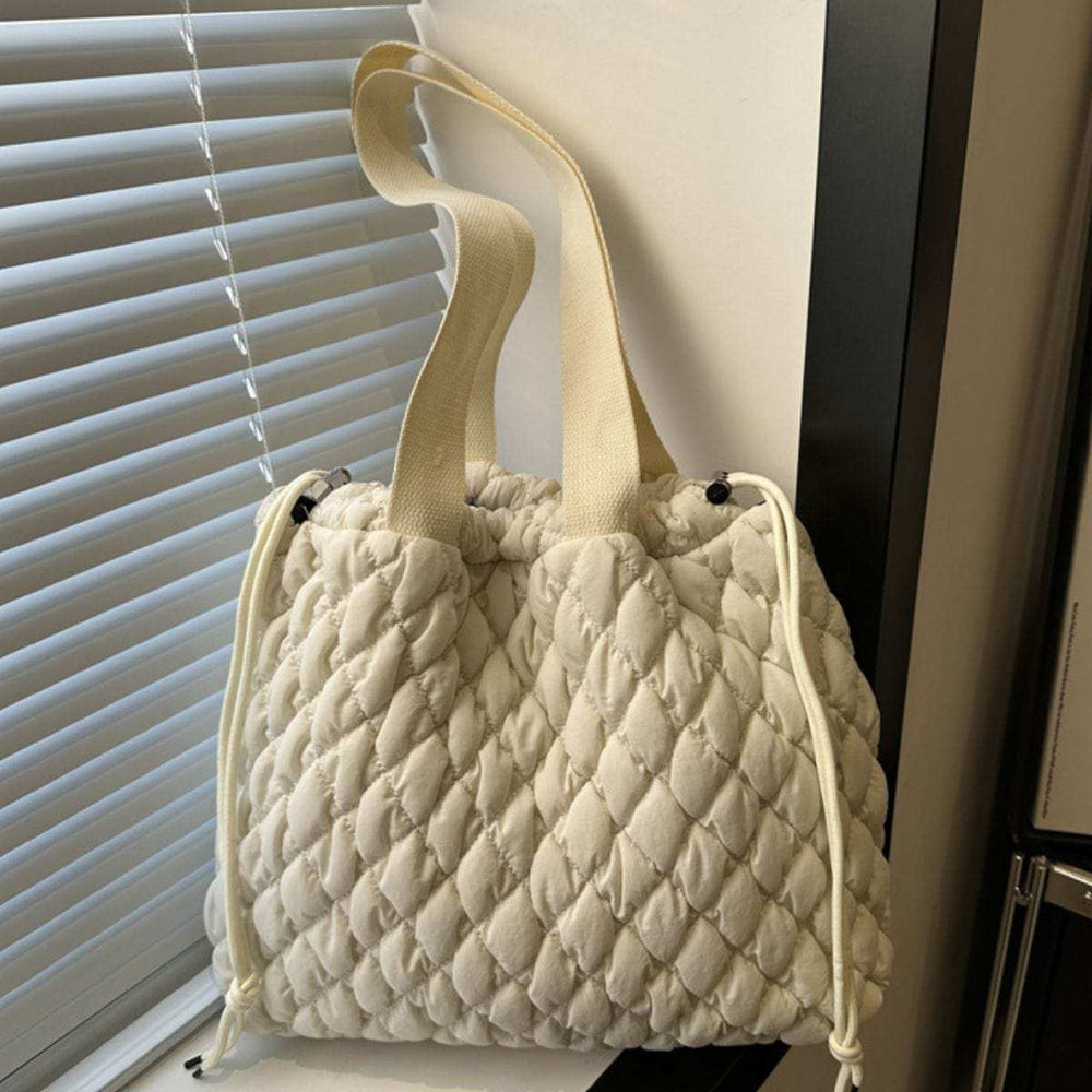 Drawstring Bubble Texture Tote Bag - Trendsi - Flyclothing LLC