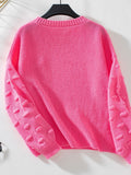 Round Neck Drop Shoulder Sweater - Trendsi